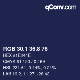 Color code: RGB 30.1 36.8 78 | qconv.com