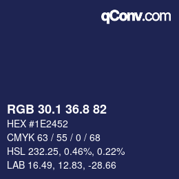 Color code: RGB 30.1 36.8 82 | qconv.com