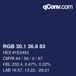 Color code: RGB 30.1 36.8 83 | qconv.com