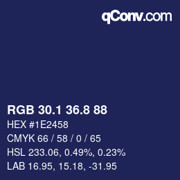 Color code: RGB 30.1 36.8 88 | qconv.com