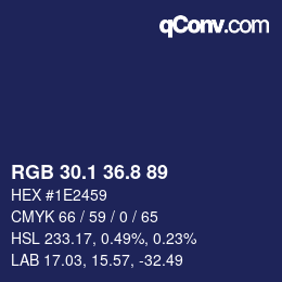 Color code: RGB 30.1 36.8 89 | qconv.com