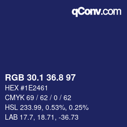 Farbcode: RGB 30.1 36.8 97 | qconv.com