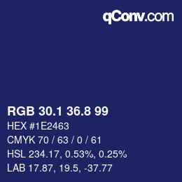 Color code: RGB 30.1 36.8 99 | qconv.com