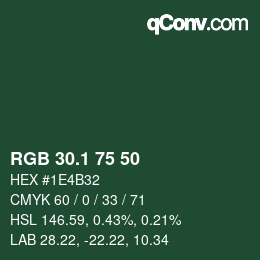 Color code: RGB 30.1 75 50 | qconv.com