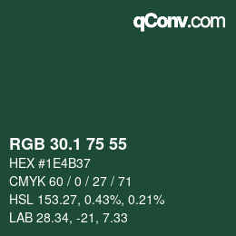 カラーコード: RGB 30.1 75 55 | qconv.com