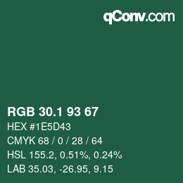 カラーコード: RGB 30.1 93 67 | qconv.com