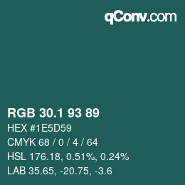 Color code: RGB 30.1 93 89 | qconv.com