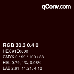 カラーコード: RGB 30.3 0.4 0 | qconv.com