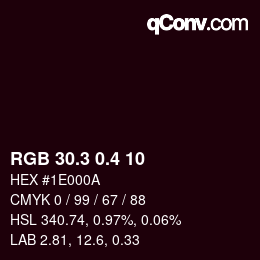 カラーコード: RGB 30.3 0.4 10 | qconv.com