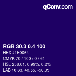 カラーコード: RGB 30.3 0.4 100 | qconv.com