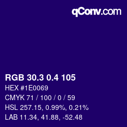カラーコード: RGB 30.3 0.4 105 | qconv.com