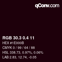 カラーコード: RGB 30.3 0.4 11 | qconv.com