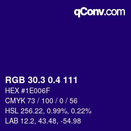 カラーコード: RGB 30.3 0.4 111 | qconv.com