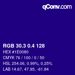 カラーコード: RGB 30.3 0.4 128 | qconv.com