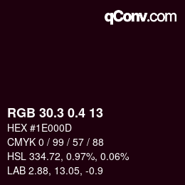 カラーコード: RGB 30.3 0.4 13 | qconv.com