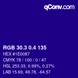 カラーコード: RGB 30.3 0.4 135 | qconv.com