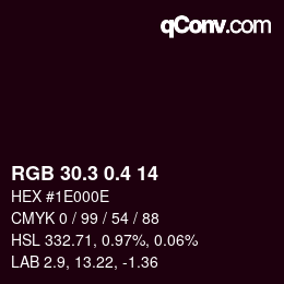 カラーコード: RGB 30.3 0.4 14 | qconv.com
