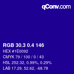 カラーコード: RGB 30.3 0.4 146 | qconv.com