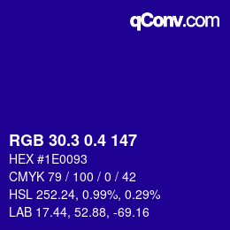 カラーコード: RGB 30.3 0.4 147 | qconv.com