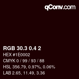 カラーコード: RGB 30.3 0.4 2 | qconv.com