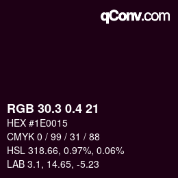 カラーコード: RGB 30.3 0.4 21 | qconv.com