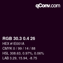 カラーコード: RGB 30.3 0.4 26 | qconv.com