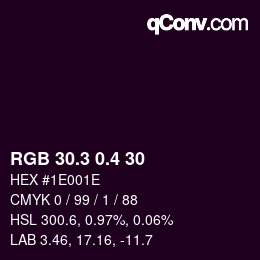 カラーコード: RGB 30.3 0.4 30 | qconv.com