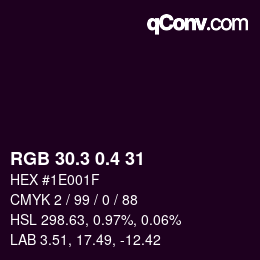 カラーコード: RGB 30.3 0.4 31 | qconv.com