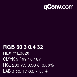 カラーコード: RGB 30.3 0.4 32 | qconv.com