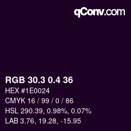カラーコード: RGB 30.3 0.4 36 | qconv.com