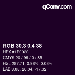 カラーコード: RGB 30.3 0.4 38 | qconv.com