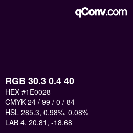 カラーコード: RGB 30.3 0.4 40 | qconv.com