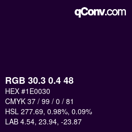 カラーコード: RGB 30.3 0.4 48 | qconv.com