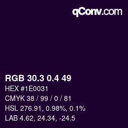 カラーコード: RGB 30.3 0.4 49 | qconv.com