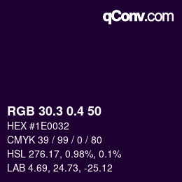 カラーコード: RGB 30.3 0.4 50 | qconv.com