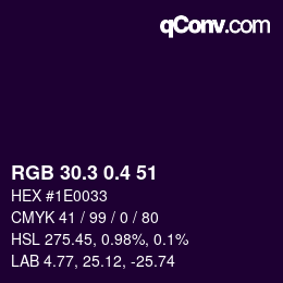 カラーコード: RGB 30.3 0.4 51 | qconv.com