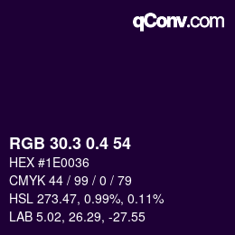 カラーコード: RGB 30.3 0.4 54 | qconv.com