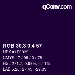 カラーコード: RGB 30.3 0.4 57 | qconv.com