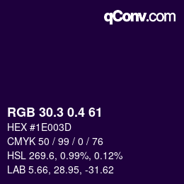 カラーコード: RGB 30.3 0.4 61 | qconv.com