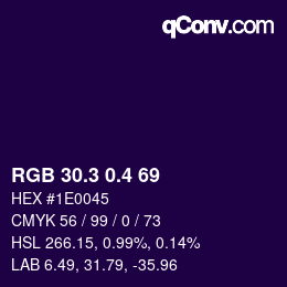 カラーコード: RGB 30.3 0.4 69 | qconv.com