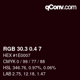 カラーコード: RGB 30.3 0.4 7 | qconv.com