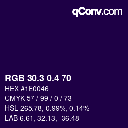 カラーコード: RGB 30.3 0.4 70 | qconv.com