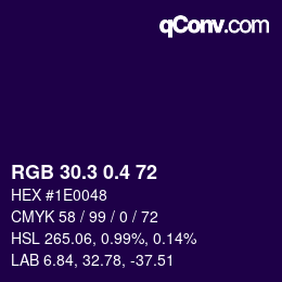 カラーコード: RGB 30.3 0.4 72 | qconv.com