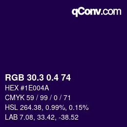 カラーコード: RGB 30.3 0.4 74 | qconv.com