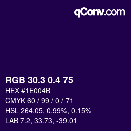 カラーコード: RGB 30.3 0.4 75 | qconv.com