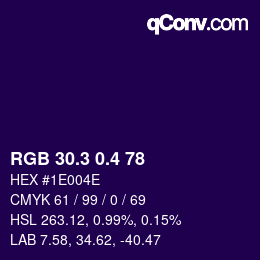 カラーコード: RGB 30.3 0.4 78 | qconv.com