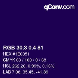 カラーコード: RGB 30.3 0.4 81 | qconv.com