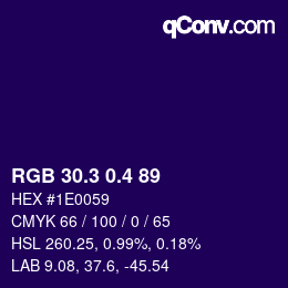 カラーコード: RGB 30.3 0.4 89 | qconv.com