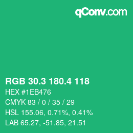 カラーコード: RGB 30.3 180.4 118 | qconv.com