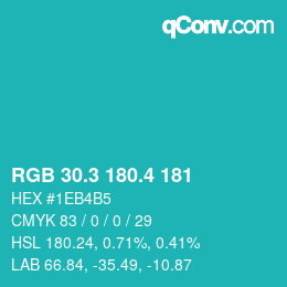 カラーコード: RGB 30.3 180.4 181 | qconv.com